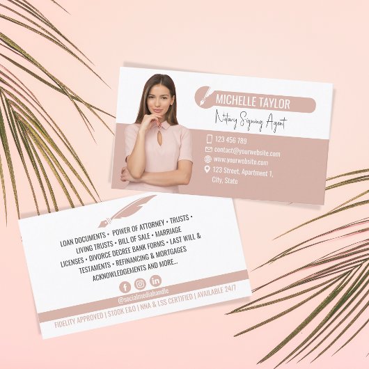 Moderne Insert Foto Notary Signing Agent Loans Visitenkarte