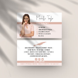 Moderne Insert Foto Notary Signing Agent Loans Visitenkarte