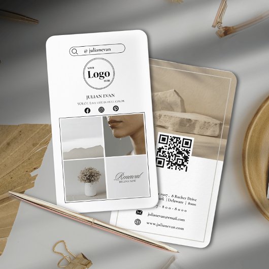Moderne Instagram FotoCollage zweiseitig Visitenkarte