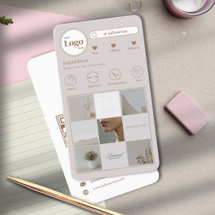 Moderne Instagramm Foto Collage Beige Visitenkarte