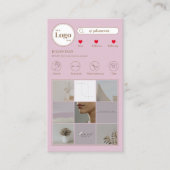 Moderne Instagramm Foto Collage Pink Business Card Visitenkarte (Vorderseite)