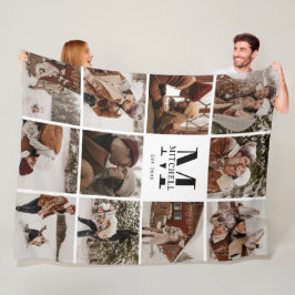 Moderne Instagramm-FotoCollage | Weißes Monogramm Fleecedecke