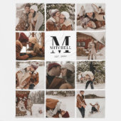 Moderne Instagramm-FotoCollage | Weißes Monogramm Fleecedecke (Vorderseite)