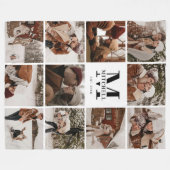 Moderne Instagramm-FotoCollage | Weißes Monogramm Fleecedecke (Vorderseite (Horizontal))