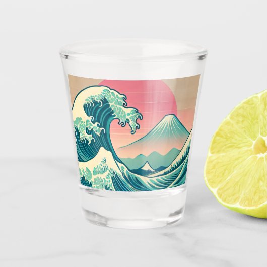 Moderne Interpretation der Großen Welle Schnapsglas (Vorderseite)