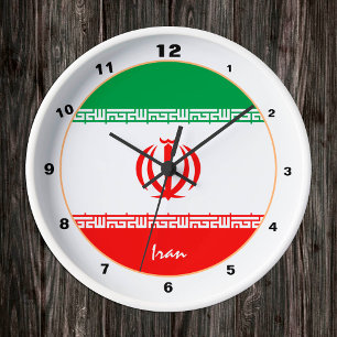 Moderne iranische Flagge & Iran Dekoration / Desig Runde Wanduhr