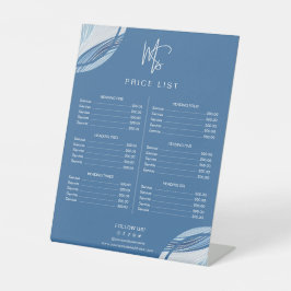 Moderne iridescent Blue Gradient Price List Sockelschild