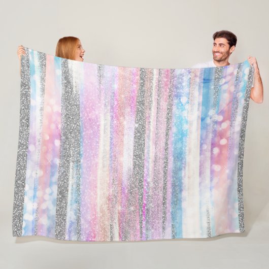 Moderne Iridescent & Silver Glitzer Strikes Strike Fleecedecke (Beispiel)