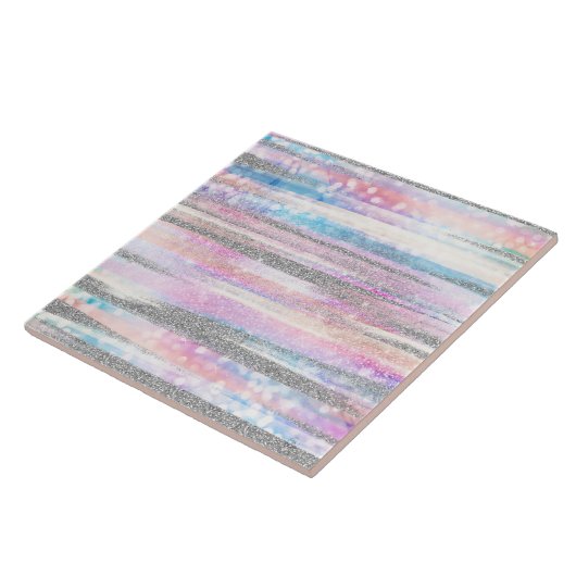 Moderne Iridescent & Silver Glitzer Strikes Strike Fliese (Seite)