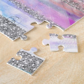 Moderne Iridescent & Silver Glitzer Strikes Strike Puzzle (Seite)
