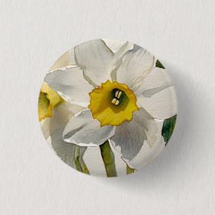 Moderne Iris-Aquarell-Blumen Button