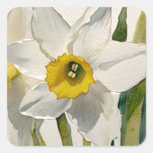 Moderne Iris-Aquarell-Blumen Quadratischer Aufkleber (Vorderseite)