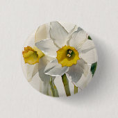 Moderne Iris-Aquarellblumen Button (Vorderseite)