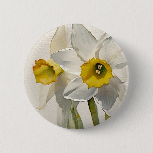 Moderne Iris-Aquarellblumen Button (Vorderseite)