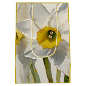 Moderne Iris-Aquarellblumen Mittlere Geschenktüte (Rückseite)