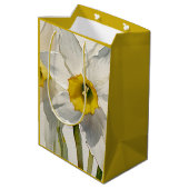 Moderne Iris-Aquarellblumen Mittlere Geschenktüte (Rückseite Schrägansicht)