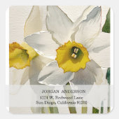 Moderne Iris-Aquarellblumen Quadratischer Aufkleber (Vorderseite)