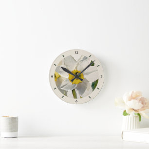Moderne Iris-Aquarellblumen Runde Wanduhr