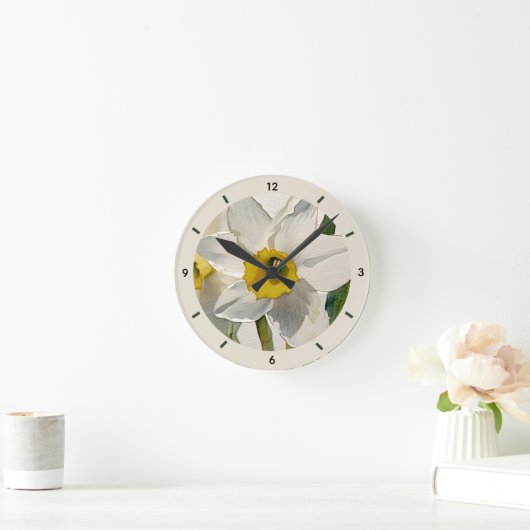 Moderne Iris-Aquarellblumen Runde Wanduhr (Zuhause)