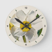 Moderne Iris-Aquarellblumen Runde Wanduhr (Vorderseite)