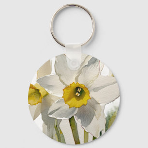 Moderne Iris-Aquarellblumen Schlüsselanhänger