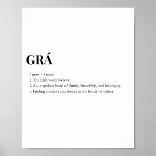 Moderne irische Grá-Liebesbedeutungsgrafik  Poster