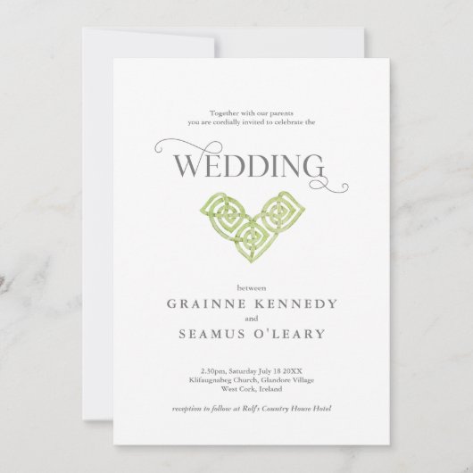 Moderne irische keltische Knie in einer Hochzeit Einladung (Vorderseite)
