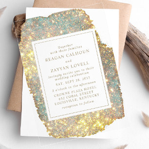 Moderne Irisierende Glitter-Hochzeit Acryleinladungen