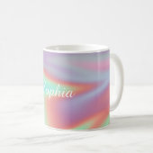Moderne irisierende holografische Aura-Name Kaffeetasse (VorderseiteRechts)