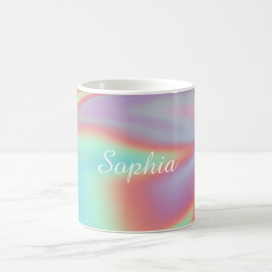 Moderne irisierende holografische Aura-Name Kaffeetasse (Mittel)