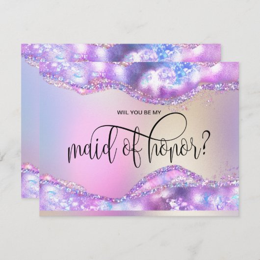 Moderne irisierende Opal werden Sie Trauzeugin sei Einladung (Vorne/Hinten)