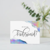 Moderne irisierende Opal wirst du meine Brautjungf Einladung (Stehend Vorderseite)