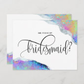 Moderne irisierende Opal wirst du meine Brautjungf Einladung (Vorne/Hinten)