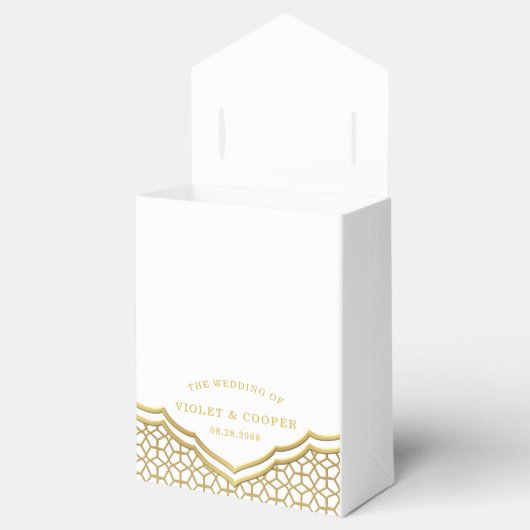 Moderne islamische Hochzeit in Weiß und Gold Geschenkschachtel (Geöffnet)