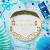 Moderne islamische Hochzeit in Weiß und Gold Pappteller (Party)