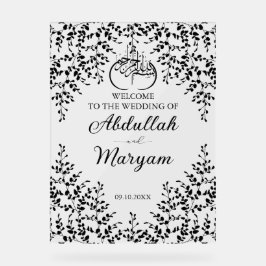 Moderne islamische Hochzeit mit Flora und Fauna Acrylschild
