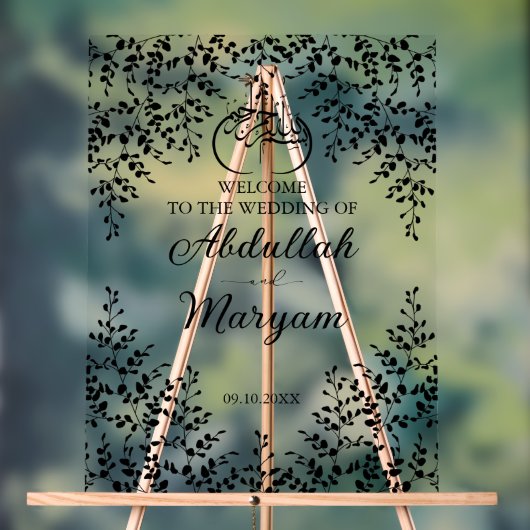 Moderne islamische Hochzeit mit Flora und Fauna Acrylschild (Neutral)