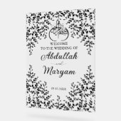 Moderne islamische Hochzeit mit Flora und Fauna Acrylschild (Winkel)