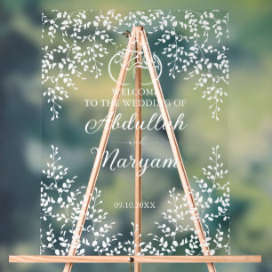Moderne islamische Hochzeit mit Flora und Fauna Acrylschild