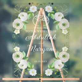Moderne islamische Hochzeit willkommen florale Acrylschild