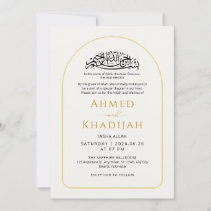 Moderne islamische Hochzeits-Nikah mit goldenem Bo Einladung