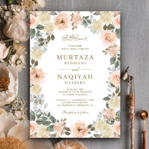 Moderne islamische muslimische Hochzeit mit Pfirsi Einladung