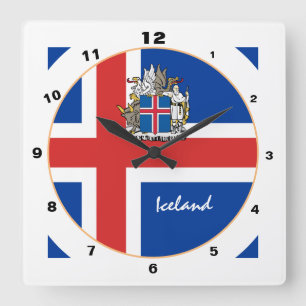 Moderne isländische Flagge, Island trendige Zuhaus Quadratische Wanduhr