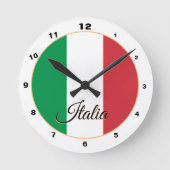 Moderne italienische Flagge & Italien trendige Zuh Runde Wanduhr (Vorderseite)