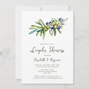 Moderne italienische Olivenzweig-Hochzeitspaare-Ba Einladung