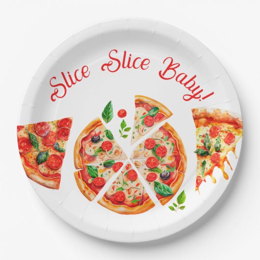 Moderne italienische Pizza Party Slice Slice Baby Pappteller (Vorderseite)