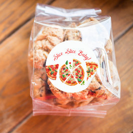 Moderne italienische Pizza Party Slice Slice Baby  Runder Aufkleber