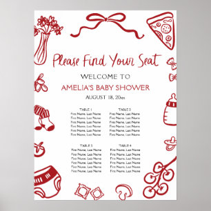 Moderne italienische Pizza-Sitzordnung mit roter H Poster