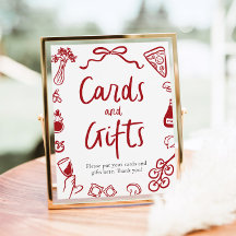 Moderne italienische Pizzakarte und Geschenke