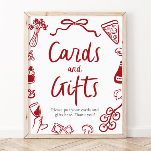 Moderne italienische Pizzakarte und Geschenke Poster